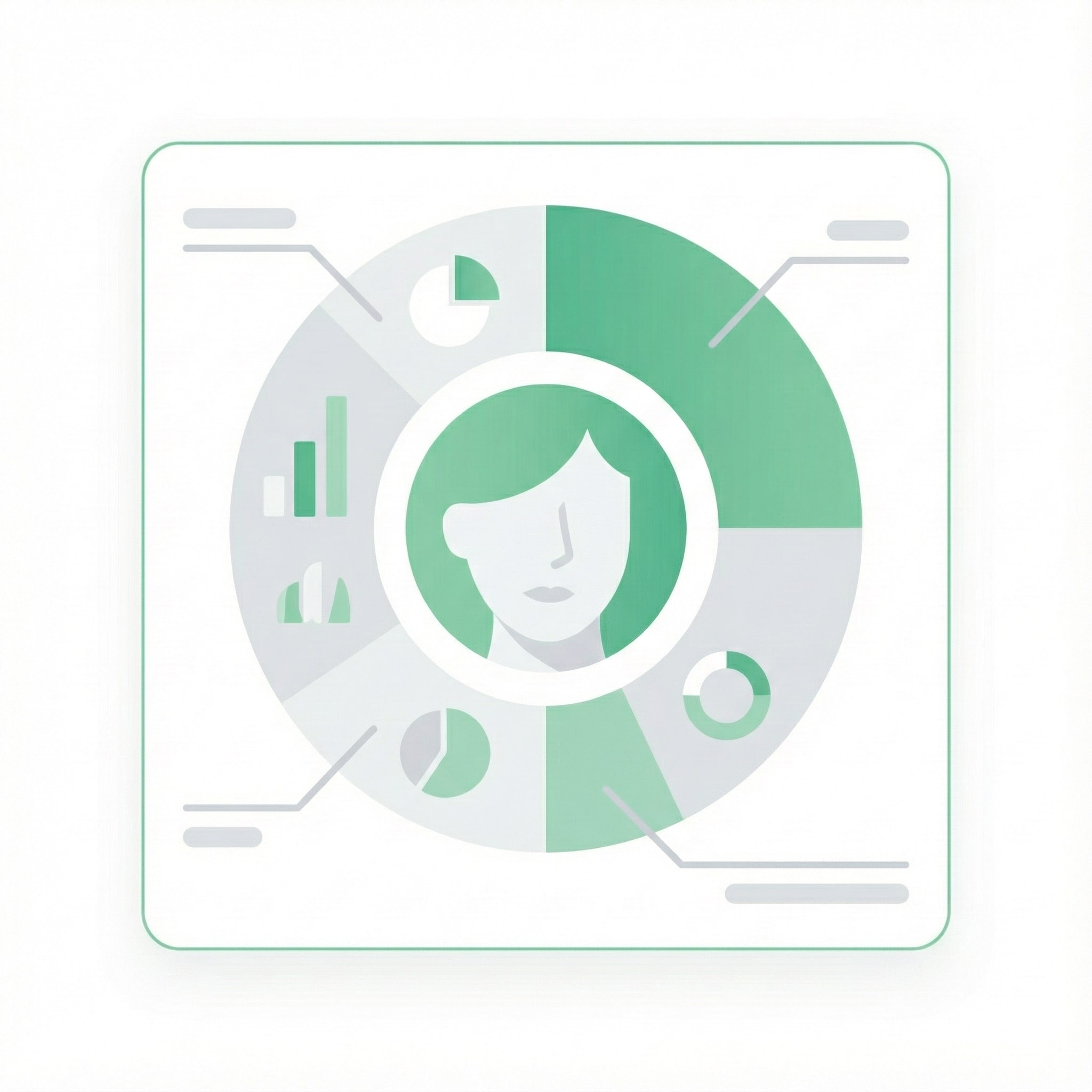 Image prompt: A clean minimal skincare report illustration, dermatologist-grade analysis dashboard, soft emerald accents, modern flat design, high clarity, no text, white background.